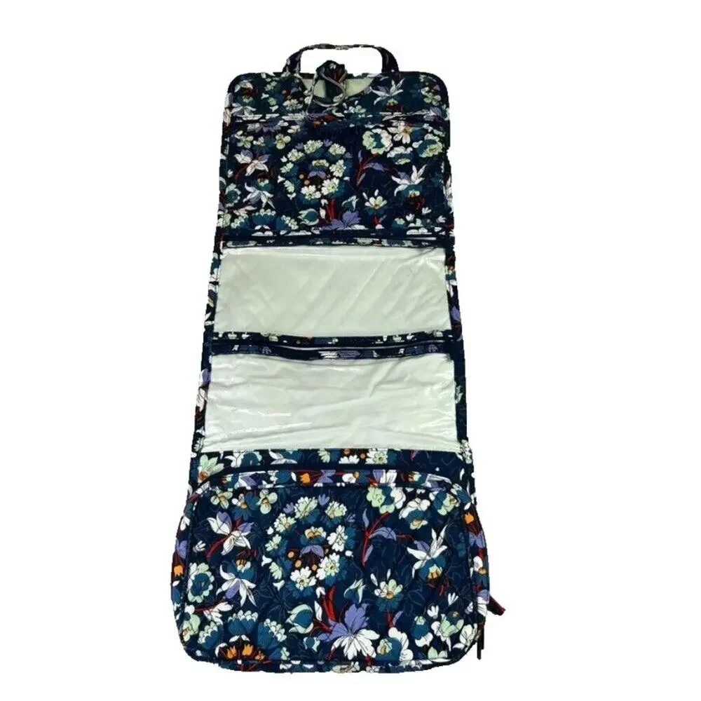 Vera Bradley Grand Hanging Organizer Floral Bursts Makeup Bag Blue